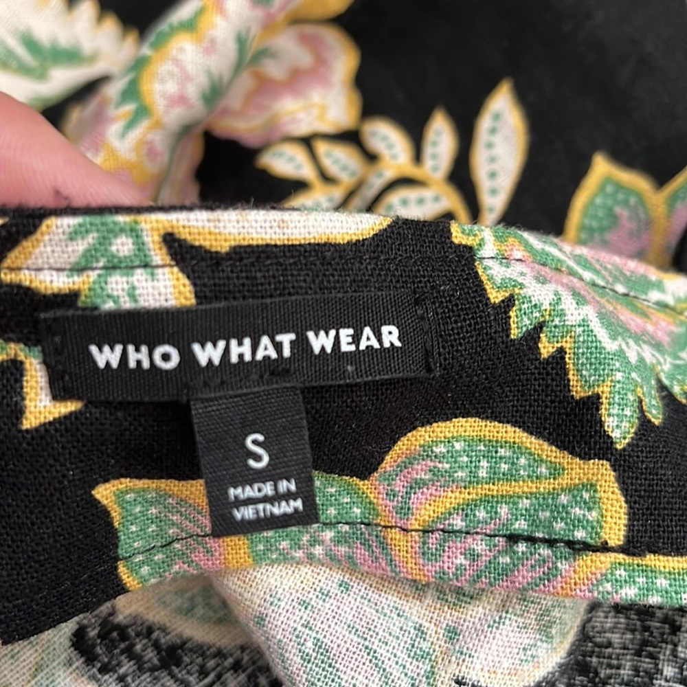 Who What Wear Dark Floral Midi Dress Small Linen Rayon - Picture 2 of 3